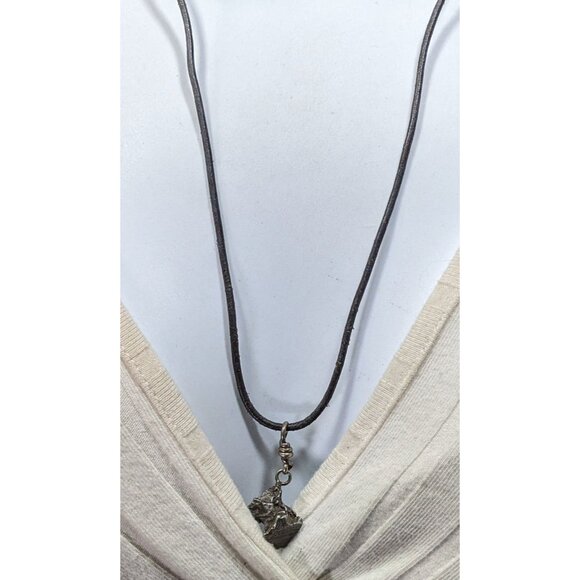 Unique Abstract Meteorite Chip Pendant Necklace - Picture 2 of 5
